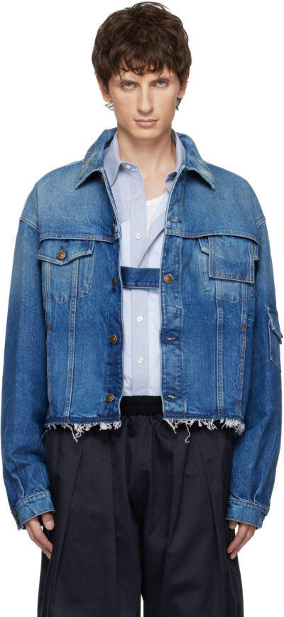 Maison Margiela Blue Frayed Denim Jacket