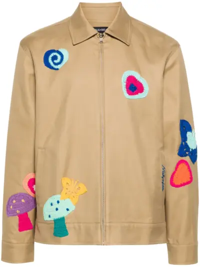 Nahmias crochet-detail cotton shirt jacket - Neutrals