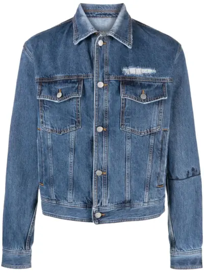 Nick Fouquet embroidered-detail denim jacket - Blue