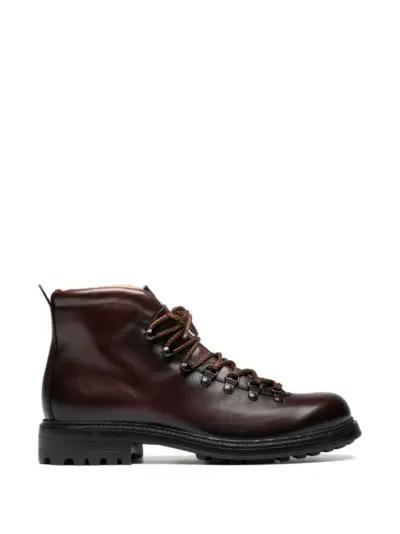 Officine Creative lace-up fastening leather boots - Red