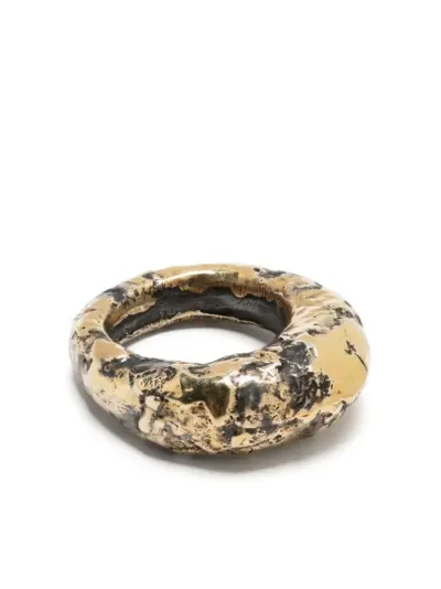 Parts of Four 18K yellow gold and sterling silver Mountain gold-plated ring