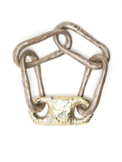 Parts of Four 18K yellow gold and sterling silver Roman Large Link bracelet