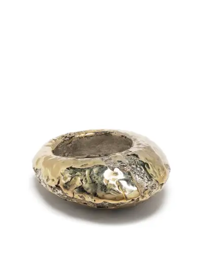 Parts of Four Tall mountain silver and yellow gold ring