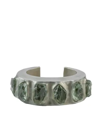 Parts of Four silver-plated Crescent green amethyst bracelet - Grey