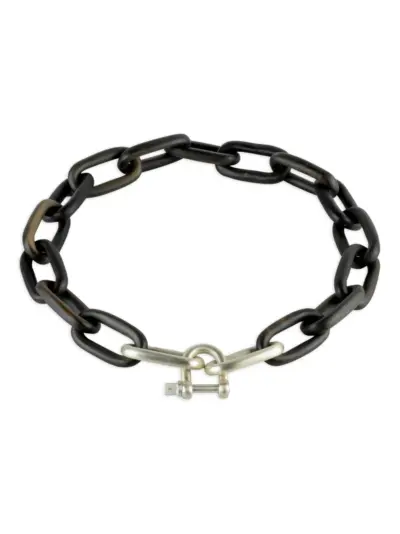 Parts of Four sterling-silver medium-links necklace - Black