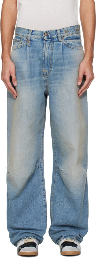 R13 Blue Wayne Articulated Knee Jeans