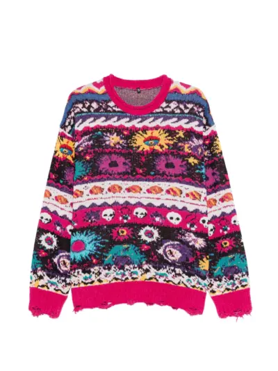 R13 floral distressed sweater - Black