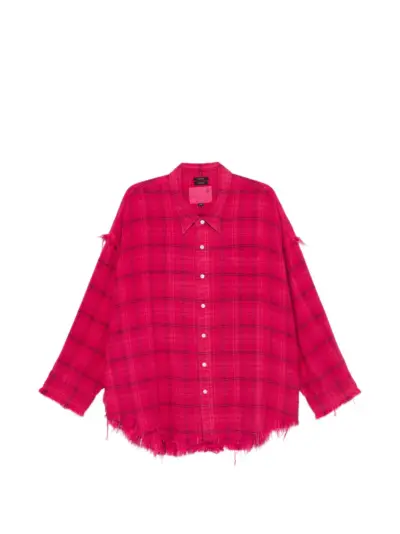 R13 frayed plaid shirt - Pink