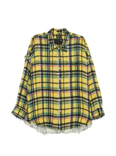 R13 plaid frayed shirt - Yellow