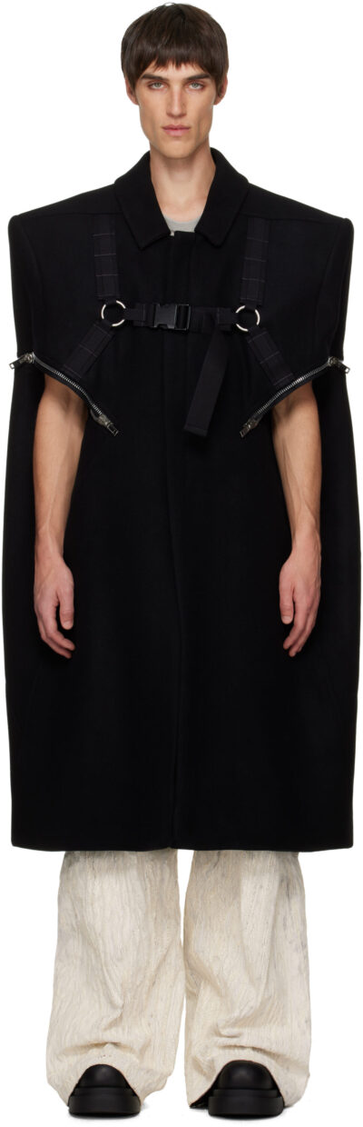 Rick Owens Black Concordians Blixa Cape Coat