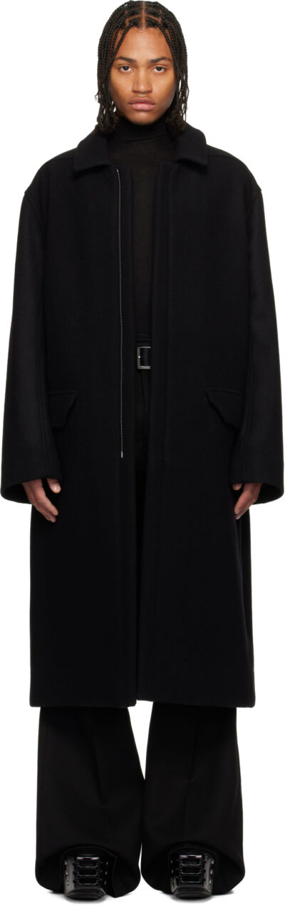Rick Owens Black Concordians Jumbo Mac Coat