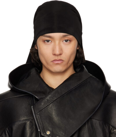 Rick Owens Black Hollywood Stretch Cupro Jersey Wig Hat