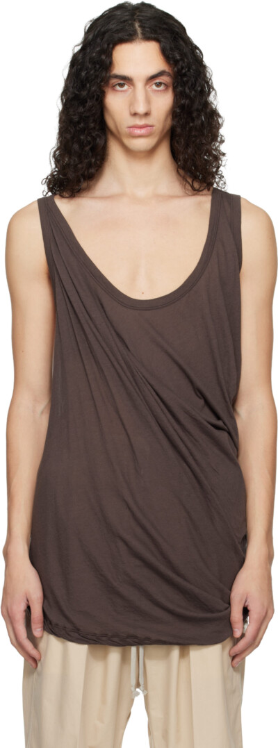 Rick Owens Brown Temple Pony Tank Top