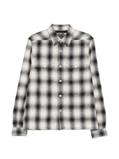 Rick Owens DRKSHDW cropped plaid overshirt - Grey