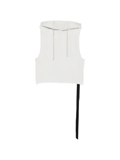 Rick Owens DRKSHDW drawstring sleeveless hoodie - White
