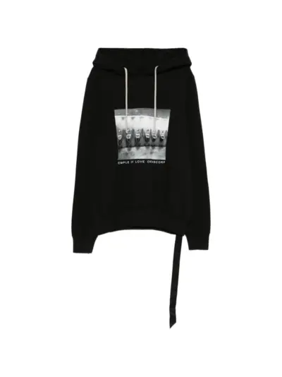 Rick Owens DRKSHDW graphic oversized hoodie - Black