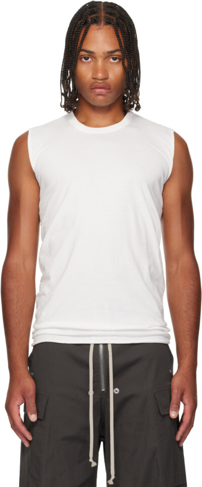 Rick Owens White Concordians Basic Sleeveless Tank Top