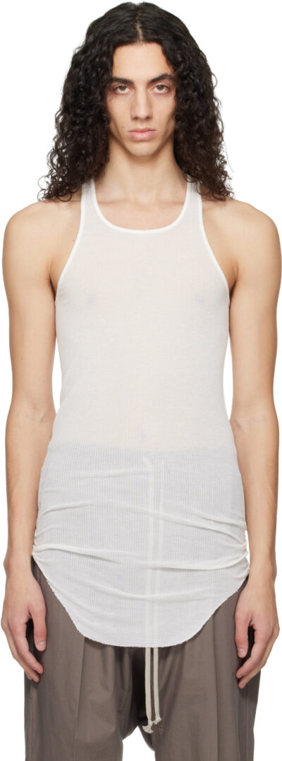 Rick Owens White Temple Basic Rib Tank Top