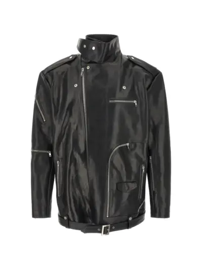 Rick Owens biker leather jacket - Black