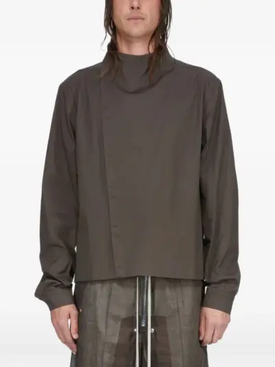 Rick Owens buttoned funnel-neck jacket - Brown
