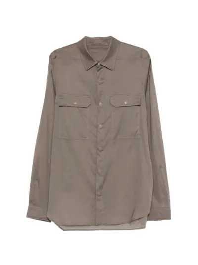 Rick Owens chest-pocket long-sleeve shirt jacket - Brown