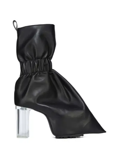 Rick Owens cuffed leather sneakers - Black