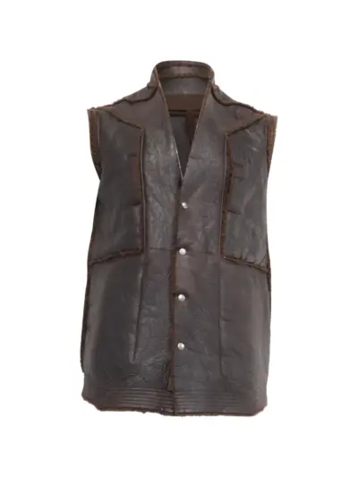 Rick Owens fogpocket shearling leather vest - Brown
