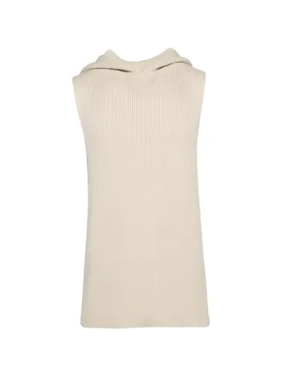 Rick Owens hooded ribbed tank - Neutrals