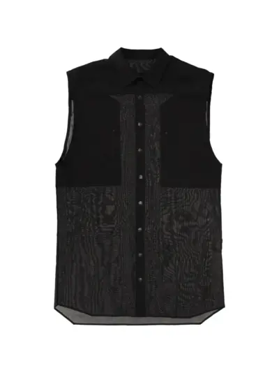 Rick Owens sleeveless mesh-panel shirt - Black