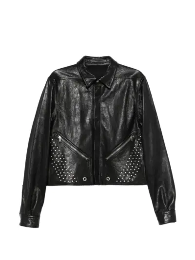 Rick Owens studded buttoned leather jacket - Black