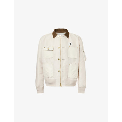 Sacai Mens Sacai x Carhartt WIP Logo-Patch Canvas Jacket