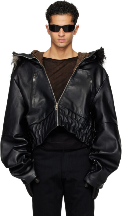 Swampgod Black Dragoncello Cropped Leather Jacket