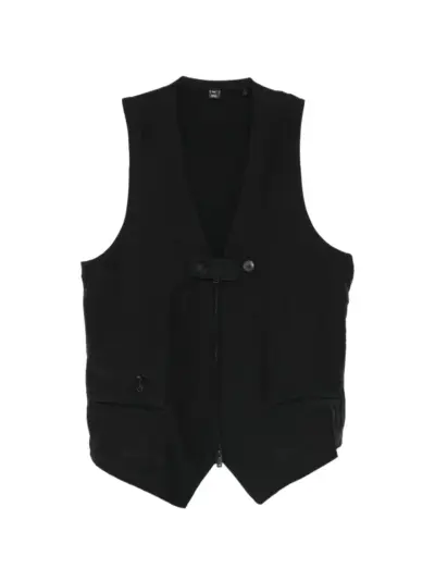 Y-3 button zip vest - Black
