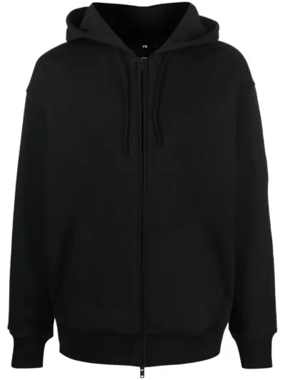 Y-3 front zip fastening hoodie - Black