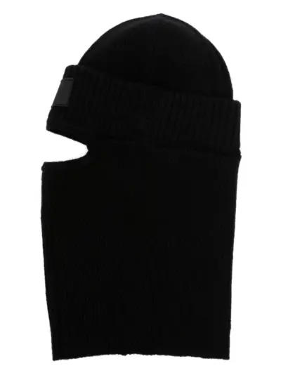 Y-3 logo-patch ribbed-knit balaclava - Black