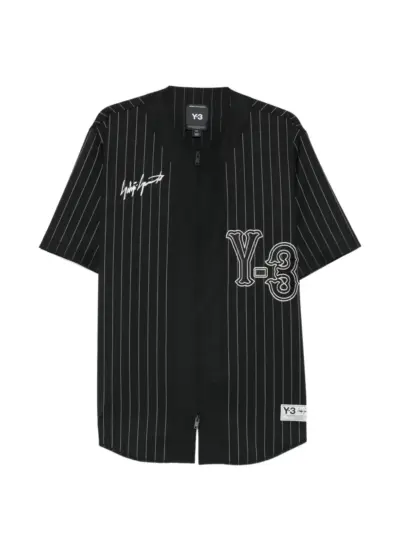 Y-3 pinstripe zip-up shirt - Black