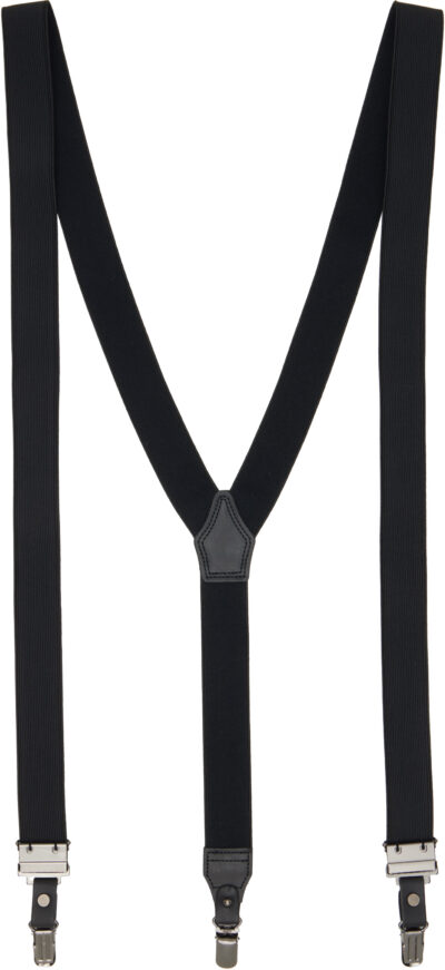 YOHJI YAMAMOTO Black Woolly Spin Tape 30mm 2way Suspenders