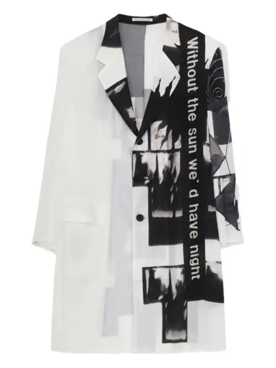 Yohji Yamamoto abstract-print coat - White