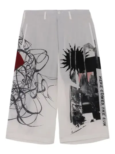 Yohji Yamamoto abstract-print shorts - White