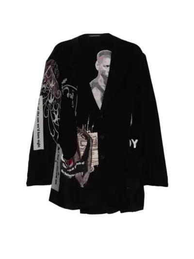 Yohji Yamamoto asymmetric hem jacket - Black