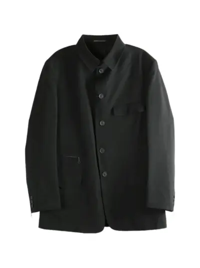 Yohji Yamamoto button-up gabardine jacket - Black