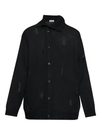 Yohji Yamamoto distressed buttoned cardigan - Black