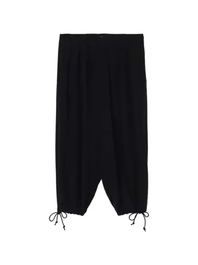 Yohji Yamamoto drawstring pleated trousers - Black