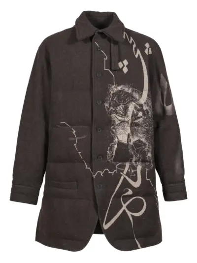 Yohji Yamamoto graphic-print padded coat - Black