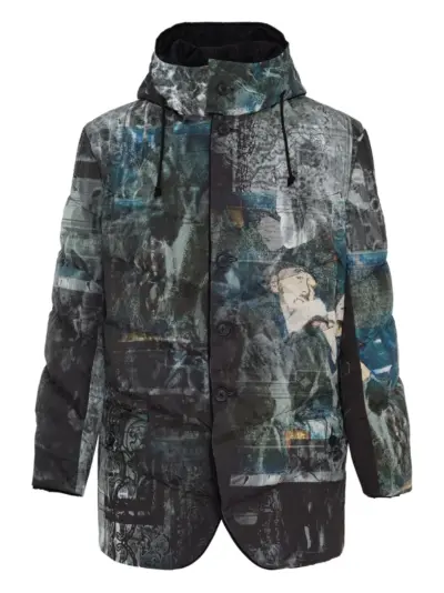 Yohji Yamamoto graphic-print padded jacket - Black