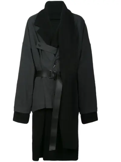 Yohji Yamamoto layered two-tone coat - Black