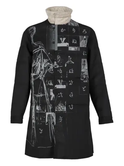 Yohji Yamamoto padded graphic coat - Black