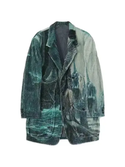 Yohji Yamamoto patch-pocket coat - Blue