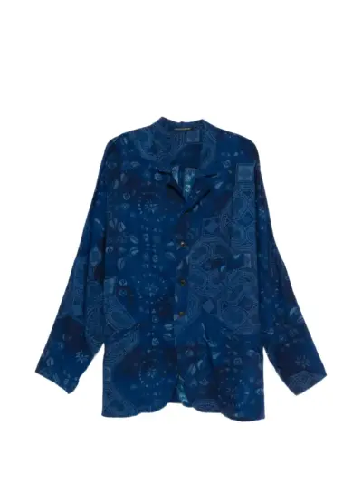 Yohji Yamamoto printed button-up jacket - Blue