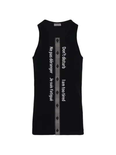 Yohji Yamamoto slogan-print tank top - Black